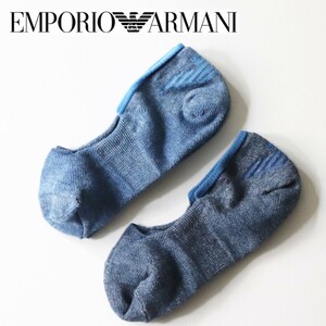 《EMPORIO ARMANI エンポリオアルマーニ》箱付新品 くるぶしソックス2足セット 靴下 25~27cm プレゼントにも A9399