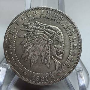 WX994流浪幣 髑髏 インディアン 天眼 鷹紋 外国硬貨 貿易銀 海外古銭 コレクションコイン 貨幣 重さ約21g