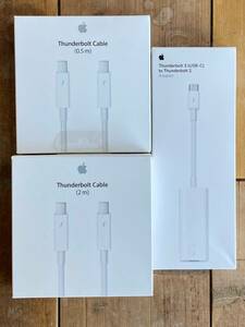 Apple Mac Thunderbolt ケーブル 2本 (2m + 0.5m) + Thunderbolt 3 - Thunderbolt 2 アダプター USB-C