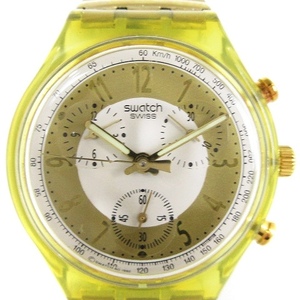 スウォッチ 93年製 ゴールデングローブ 腕時計 ウォッチ アナログ クロノグラフ クオーツ 文字盤ゴールドカラー 黄色