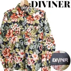 DIVINER ディヴァイナー 総柄 花柄 ハイビスカス 長袖シャツ Mサイズ