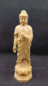 極上品 阿弥陀如来 立像 総檜材 仏教工芸品 木彫仏教　精密彫刻 仏師で仕上げ品　