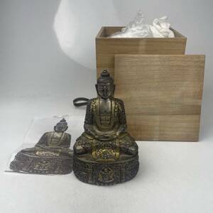 銅器　釈迦如来像　木箱付　/　仏教美術　仏像　銅　金工　銅製　.1768
