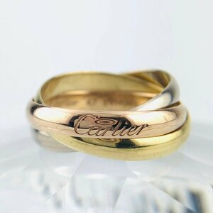 【77】 Cartier カルティエ トリニティ リング 指輪 スリーカラー ゴールド K18 3連 トリプル 750 ＃47 6号 4.0g (1531）