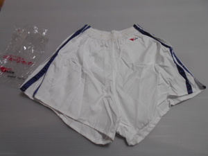 L 　白×紺　valio 短パン　ショートパンツ　体操着　体操服　昭和レトロ　未使用カビシミ、日焼け