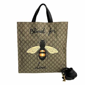 極 美品 GUCCI グッチ GGモノグラム アニマリエ ビー 蜂 レザー 2way トートバッグ ハンドバッグ ショルダーバッグ A4収納可能 黒 26170