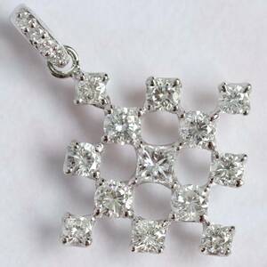 Pt900 ダイヤモンド 1.00ct ペンダントトップ プリンセスカット ラウンドブリリアントカット プラチナ