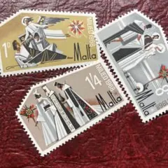 52112現品限り　外国切手未使用　マルタ発行xマス3種揃変形