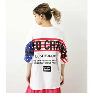 【送料¥125】RODEO CROWNS WIDE BOWL　パターンラインTシャツ　ホワイト(白)　FREEサイズ