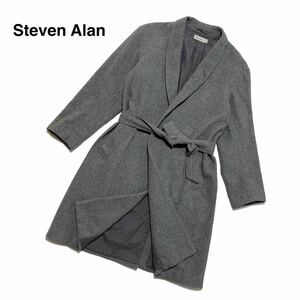 ☆良品 スティーブンアラン ショールカラー ベルト付き ウール コート グレー size S 日本製 トレンチコート チェスターコート