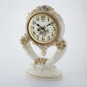 ロココ調　陶花風薔薇ローズパープルローズ　カラフル薔薇ローズの置き時計