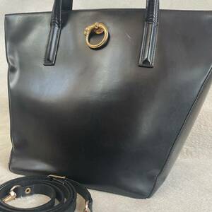 【美品】 カルティエ Cartier 2way トートバッグ パンテール カーフレザー パンサー金具 黒 レオパード 自立 メンズ レディース ビジネス 