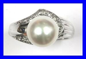 ●新品同様 パールプラチナリング 指輪 Pt900 ダイヤ 真珠 RAA1