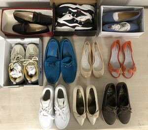 レディース 靴 まとめ 10点 Feragamo？ le coq sportif adidas アディダス YSL？ FURLA フルラ パンプス シューズ サンダル 訳ありE10S