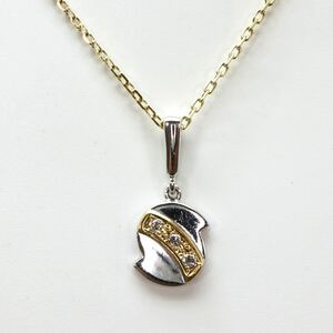 MIKIMOTO(ミキモト)◆K18 天然ダイヤモンド付きネックレス◆M 約3.1g 約38.5cm 0.04ctdiamond necklace EB7/EB7
