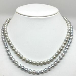 「アコヤ本真珠ネックレスおまとめ」a約51g 約6-6.5mmパール pearl necklace accessory jewelry silver DA0