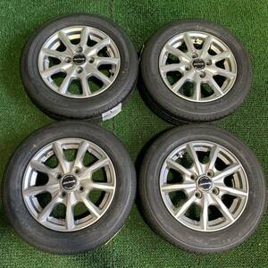 AE525-403 ☆新品☆ブリヂストンNEXTRY 155/65R13 73S 社外ホイール13x4.00B +43 PCD100 4穴 【4本】 ラパン モコ プレオ 等　1円スタート