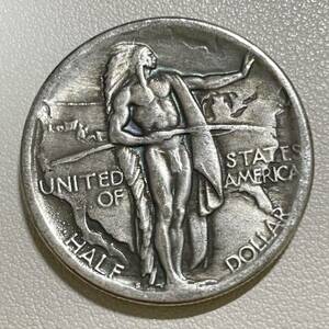 アメリカ 硬貨 古銭 ネイティブ アメリカン 1926年 オレゴン州遷移記念 荷馬車 米国の地図 大陸横断 コイン 重13.99g