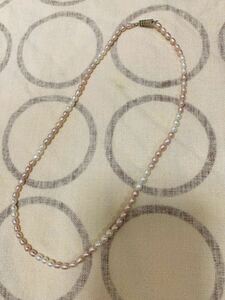 ハンドメイド かわいい淡水パールのネックレス⑤ 18cm ペールピンク×ホワイト