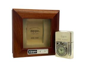 ZIPPO/ジッポー TIME LIGHT タイムライト U.S.TRADITIONAL 2002年製 シルバー 木箱付き オイルライター 喫煙具 現状品 (44765OT4)
