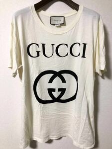 【美品】 GUCCI グッチ ロゴ 定番 オーバーサイズ Tシャツ カットソー S ビッグTシャツ メンズ