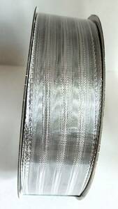 【未使用品】KIRKLAND WIRE-EDGEDラッピング リボン 　シルバー色　45.7M×3.8CM 