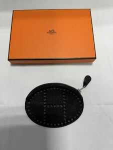 美品　エルメス HERMES エヴリン コインケース Hロゴ パンチング コインパース コインケース　ブラック