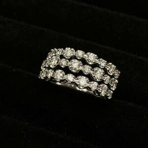 鑑別カード付 新品仕上済み 天然 ダイヤモンド 1.00ct デザイン リング K18 WG 14号 5.7g 金 ホワイト ゴールド 指輪