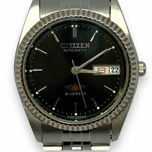 ■稼働品・良品　CITIZEN シチズン　21石 4-R05032　自動巻き/AT　イーグルセブン　黒文字盤　純正ベルト　デイデイト メンズ腕時計