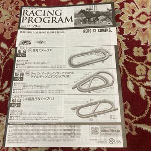 JRAレーシングプログラム2022.11.20(日)マイルチャンピオンシップ(G I)、福島民放カップ(L)、霜月ステークス