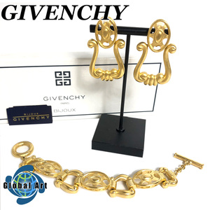 ●3D457【美品】GIVENCHY ジバンシー/ブレスレット/イヤリング/大ぶり/ゴールド/箱付/まとめ/二点セット