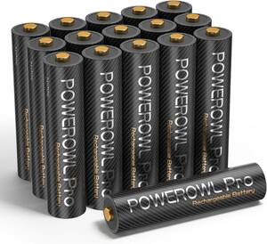 16個単4形 POWEROWL 単四電池 充電式プロニッケル水素電池16個 大容量1100mAh、自然放電抑制、環境保護、約120