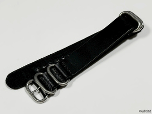 ラグ幅：20mm 本革 NATOストラップ ブラック 腕時計ベルト 腕時計用バンド RNB