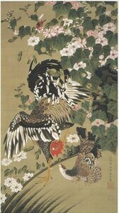 模写漆絵　伊藤若冲の名作_芙蓉双鶏図　NH301　ユーラシアアート