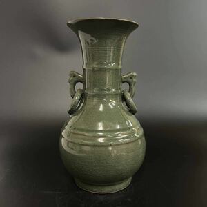 中国 古美術 花瓶 龍泉窯 青磁 古玩 唐物 花器 中国美術 高さ 24.5cm