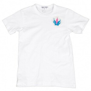 コムコム コムデギャルソンCOMME des GARCONS パッチデザインTシャツ 白青ピンクSS 【レディース】