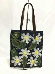  フェンディ フラワー 刺繍 花柄 デニム トートバッグ ハンドバッグ FENDI