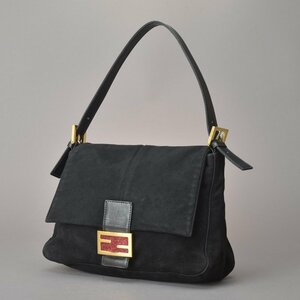 美品 FENDI フェンディ マンマバケット ハンドバッグ スエード レザー ブラック 肩掛け ショルダー ズッカ金具 ヌバック 鞄 Mb.i/d.d