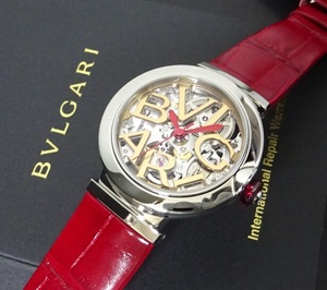 2023年2月正規コンプリートサービス実施 BVLGARI ブルガリ ルチェア LU33S スケルトン 国際修理保証書あり 本物