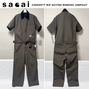 即完売 希少 Sacai Carhartt WIP Suiting Bonding Jumpsuit Taupe 24SS サイズ2 サカイカーハート ジャンプスーツ グレー メンズ 