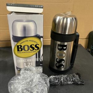 BOSS 広口 ステンレスボトル 1.2L シルバー 保冷 保温 中古品 ほぼ未使用