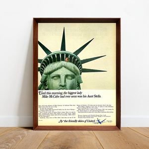 ユナイテッド航空 ニューヨーク 自由の女神 広告 ポスター 1960年代 アメリカ ヴィンテージ 【額付】
