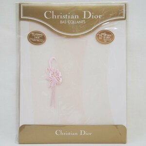 未開封・未使用【Christian Dior ディオール】ストッキング ピンク刺繍ワンポイント BAS-COLLANTS ローズクレール Lサイズ カネボウ