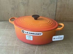 未使用保管品　LE CREUSET　ル・クルーゼ　オーバル　25cm　オレンジ　両手鍋