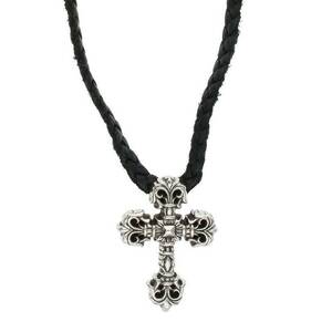 クロムハーツ Chrome Hearts FILIG/CROSS-XSM LB/フィリグリークロスXS wレザーブレイド/シルバーネックレス 中古 SS07