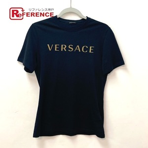 美品 VERSACE ヴェルサーチ ロゴ アパレル トップス 半袖Ｔシャツ ブラック レディース【中古】