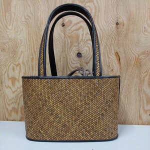 竹籠バッグ　かごバッグ 和装バッグ　サイズ約W23cm×H15cm×D14cm 茶色　ブラウン　未使用品