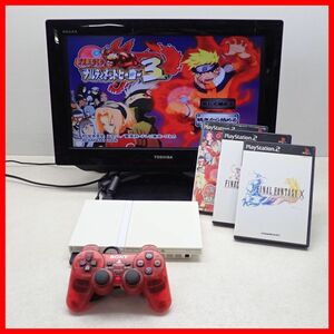 動作品 PS2 プレステ2 薄型 本体 SCPH-77000 セラミック・ホワイト + ナルティメットヒーロー 3 等 ソフト3本 まとめてセット SONY【20