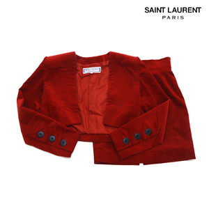 イヴ・サンローラン YVES SAINT LAURENT セットアップ スーツ ジャケット スカート レッド