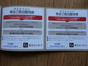 東急株主優待 東急ホテルズご宿泊優待券2枚　有効期限2024年5月31日